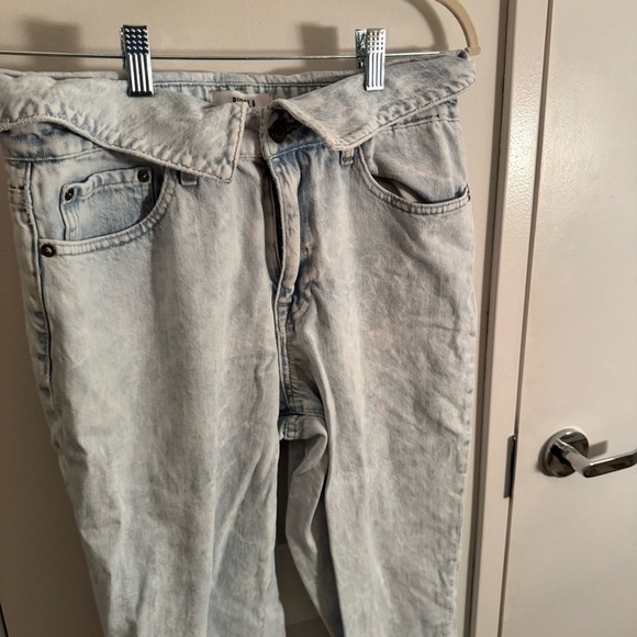 PISTOLA Fold-over High Rise Jeans Womens sz 30 Relaxed Straight-leg Crush Wash - Picture 4 of 6